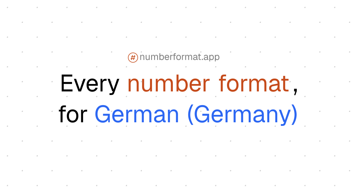 Every number format for German (Germany) (de-DE)