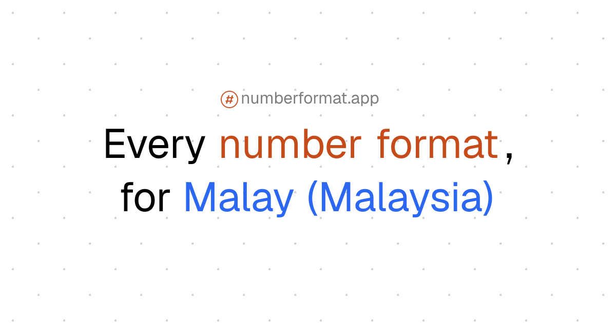 Every number format for Malay (Malaysia) (ms-MY)