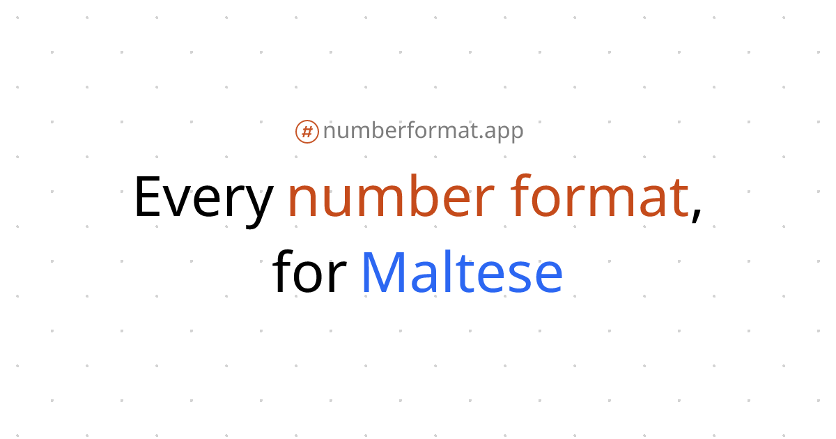 Every number format for Maltese (mt)