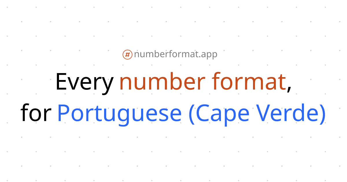 Every number format for portuguese cape verde pt cv 