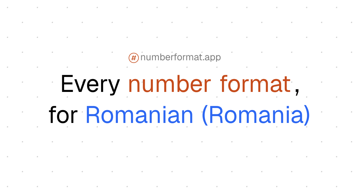 Every number format for Romanian (Romania) (ro-RO)